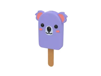 Cartoon Koala Ice Cream Cute Low-poly 3D model