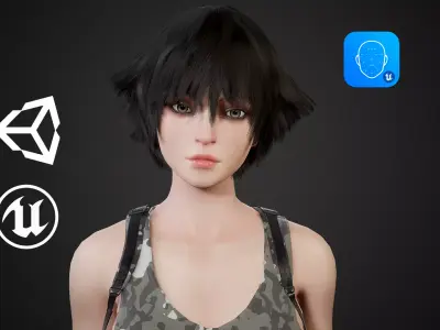 Military Girl V2 Low-poly 3D model