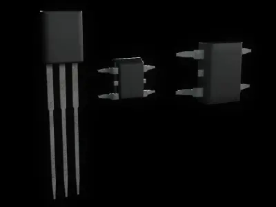 Transistors four electronic components Low-poly 3D model