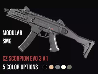 Modular SMG CZ Scorpion EVO 3 A1 Low-poly 3D model
