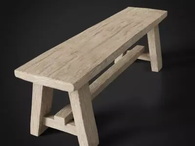 wooden seat Low-poly 3D model