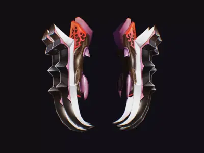 Claw Hand Bloody Claws Glove Blade Cutting Edged Claws Wedge Low-poly 3D model