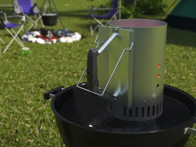 Grill Igniter with Burning Coals Matte 3D model