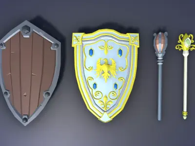 Free Low Poly Fantasy RPG Weapons Free low-poly 3D model