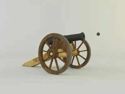 9-5mm cannon gun Low-poly 3D model