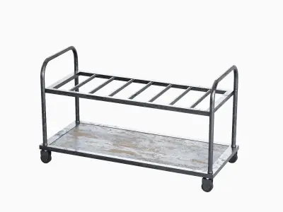 Steel Cart Set Low-poly 3D model