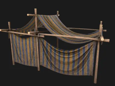 Medieval knight Tent Stalls Low-poly 3D model