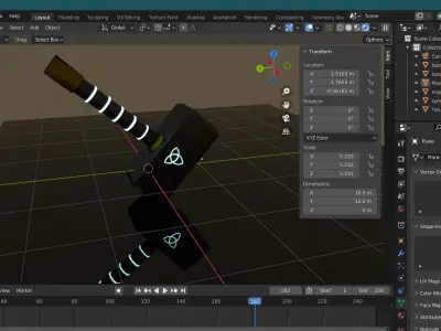 Hammer 3d model with glow effects 3D model
