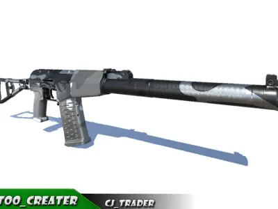 As-Val Low-Poly Assault Sniper Riffle 3D Model  Low-poly 3D model