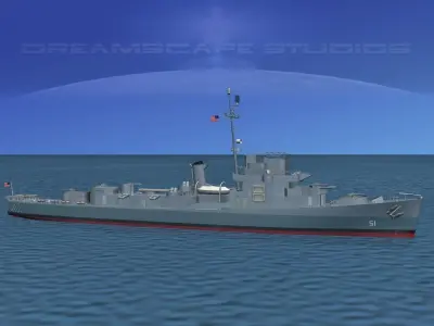 Destroyer Escort DE-51 USS Buckley 3D model