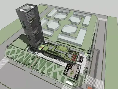 SU model of modern comprehensive commercial office building 3D model