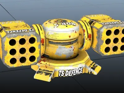 Rocket Turrets Low-poly 3D model