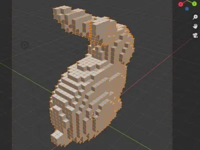 Pixel Rabbit Low-poly 3D model