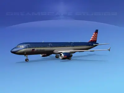 Airbus A321 Jet American 3D model
