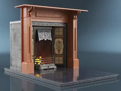 Victorian Fireplace with Fire 3D model