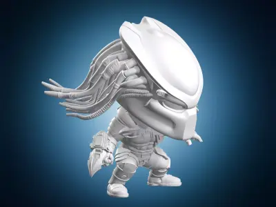 Predator Action Pose Chibi Style 3D print model
