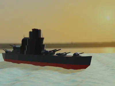battle ship Low-poly 3D model