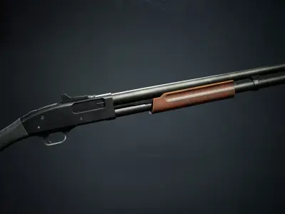 PBR - M590 Pump Action Shotgun Sawn Off - Game-Ready 3D Asset Low-poly 3D model