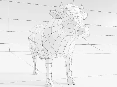Cow toon 3d model  Low-poly 3D model