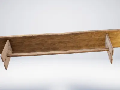 Viking Anglo Saxon Wooden Bench Low-poly 3D model