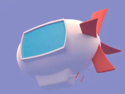 Cartoon Airship Low-poly 3D model