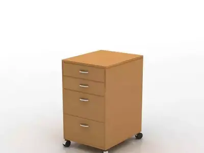 Wooden Filing Cabinet 3D model