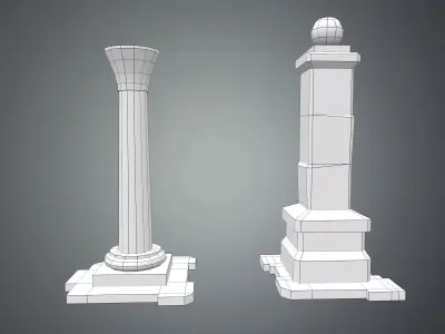 Fantasy Pillar Collection Low-poly 3D model