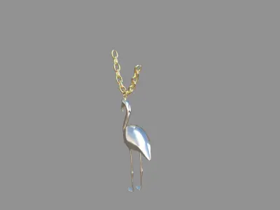 flamingo locket silver 3D model