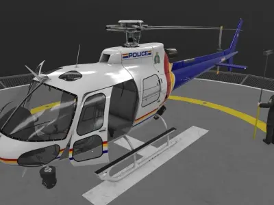 AS-350 Royal Canadian Mounted Police Animated Low-poly 3D model