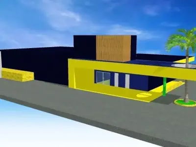 RESTAURANT house with palm trees Free 3D model