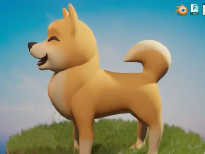 Shibainu Shiba-inu Dog  Low-poly 3D model