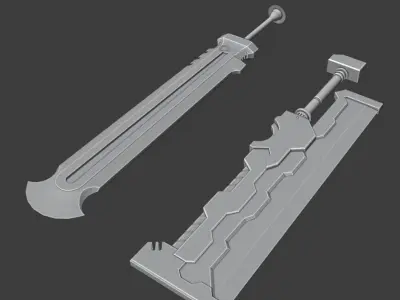 14 Fantasy Weapons Low-poly 3D model