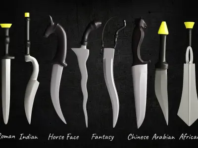 50 Old Knife Low-poly 3D model