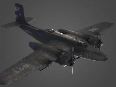 Douglas B-26 Invader Airplane Military 3d Model Low-poly 3D model