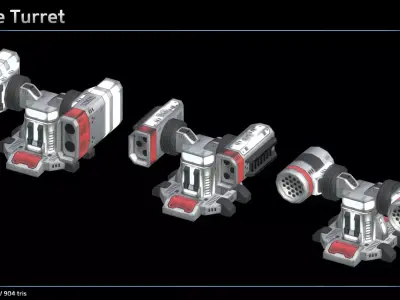 Missile Turret Low-poly 3D model