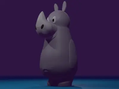 Cartoon rhinoceros Low-poly 3D model