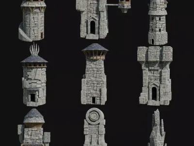 WIZARD MAGE SORCERER TOWERS FANTASY TOWER WATCHTOWER COLLECTION Low-poly 3D model