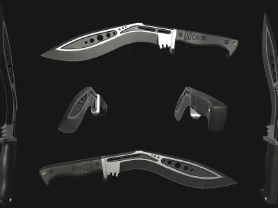 Kukri Knife Low-poly 3D model