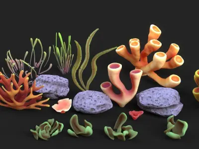  Coral Reef Low-poly 3D model