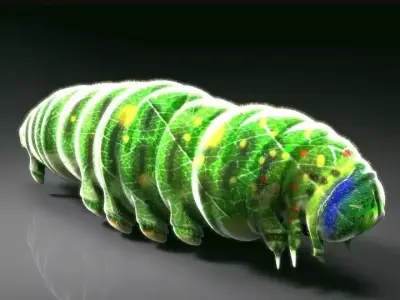 Green larvae 3d model 3D model