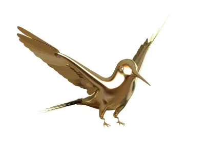 Hummingbird 3D print model golden bird flying 3D model