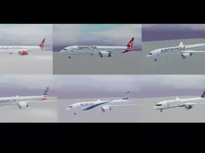 Boeing 787-9 Multi livery pack 7 liveries Low-poly 3D model