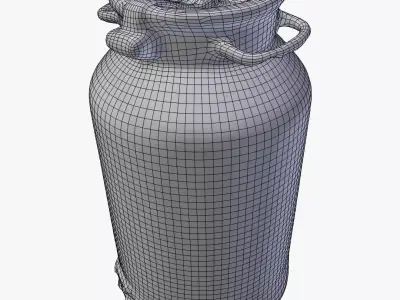  3D Old Aluminum Flask Low-poly 3D model