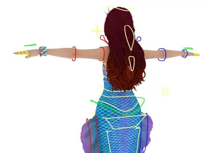 GameReady 3D Mermaid Model with Rig  Low-poly 3D model