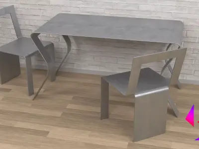 Metal table for the kitchen Free 3D model