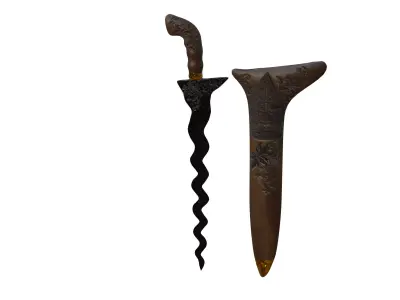 Keris Traditional Weapon From Java Indonesia 3D model