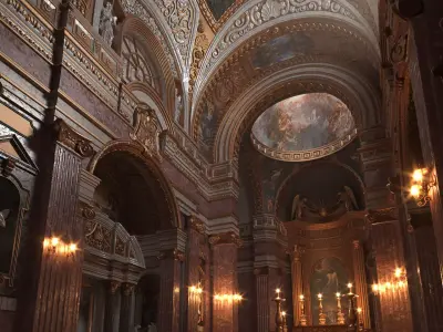 Interior Classic Hall Cathedral St Maria Maddalena - Rome-Italy 3D model