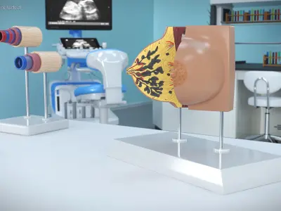 Female Breast Anatomy Model During Pregnancy 3D model