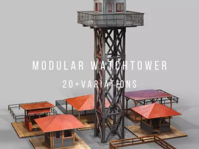 Game-ready Watchtower Set 2 Low-poly 3D model