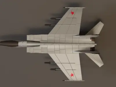 MiG-25 Fighter Jet 3D Model Lowpoly Low-poly 3D model